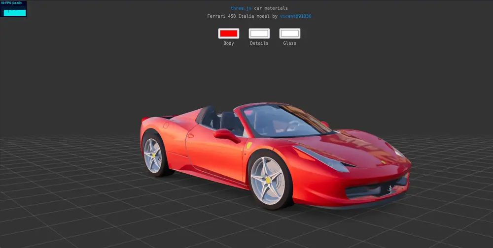 threejs car example at 4k, 200% UI scale on Linux Mint